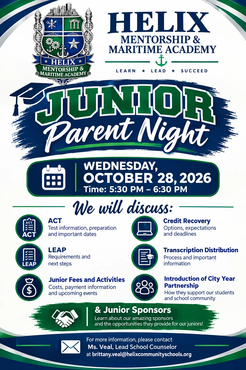 Flyer for HMMA Junior Parent Night